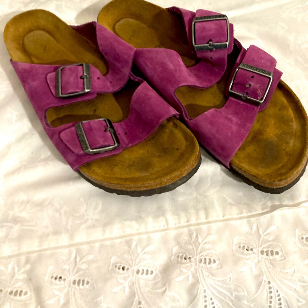 Birkenstock Purple suede Double Buckle Sandals 41N